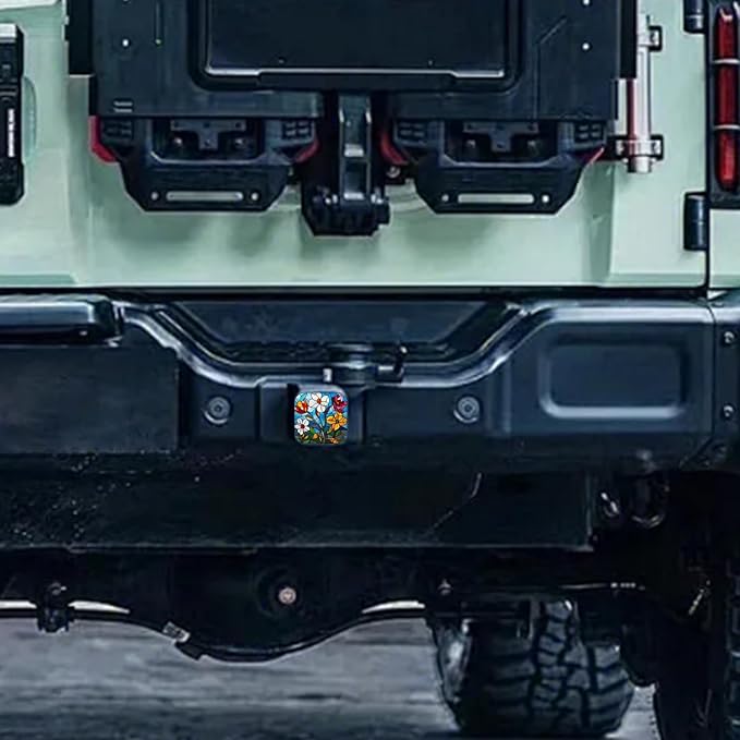 Hitch Cover Fits for 2-Inch Hitch,Colorful Stained - Glass Blooms Rubber Trailer Hitch Cover Tube Plug Insert,Car Exterior Accessories, Receiver Tube Hitch Plug