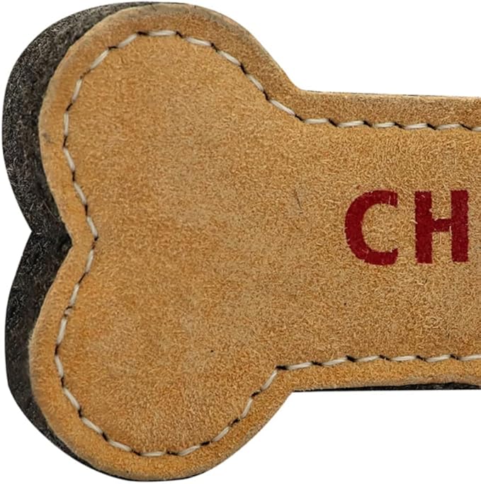 Natural Suede Leather Chew Toy for Adult Dogs, Puppies, | Tough, Durable, and Fun | Chewing Interactive Pet Toy (Bone Shape)