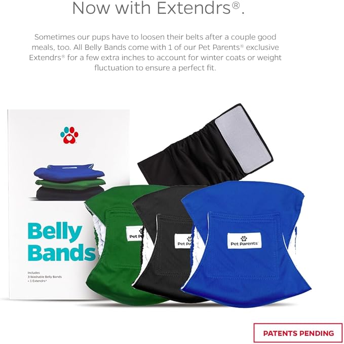 Pet Parents® Washable Belly Bands for Male Dogs (3pack) + Extendrs® of Durable Dog Diapers Male, Premium Male Dog Diapers & Dog Wraps (X-Large, Gentlemen)