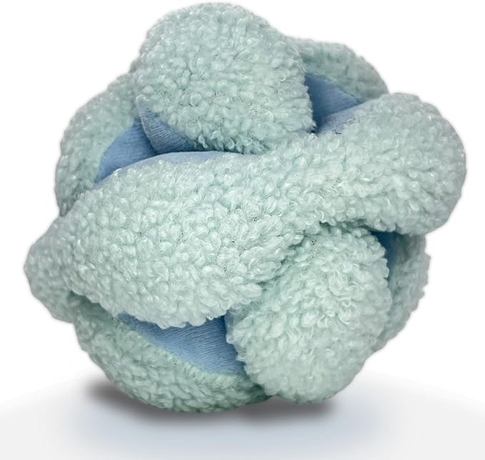 Glory To Dog Blue Snuffle Knot Interactive Dog Toy 4” Puzzle Ball with 8 Squeakers & Crinkle – Treat Hiding Enrichment Toy for Puppy & Small Breed Dogs – Durable Plush Sensory Play & Stimulation