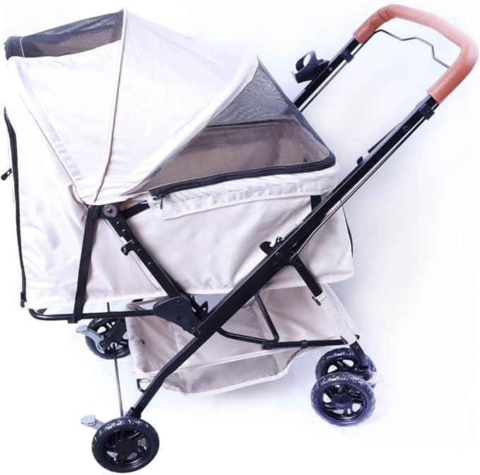 Reversible Pet Stroller (4 Wheels for Cats and Dogs) for Small and Medium Pets up to 33 lbs.Khaki