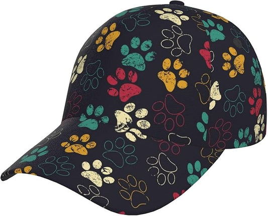 Dog Paw Print Baseball Cap Workout Hats with Adjustable Strap for Men & Women Dad Hat Snapback Hat