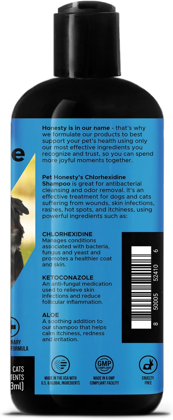 Pet Honesty Chlorhexidine Cat & Dog Seasonal Itch Relief Shampoo, for Allergies, Itching, Skin and Coat Supplement, Helps Shedding, Hot Spots, Deodorizing Dog Shampoo & Grooming Supplies,16oz