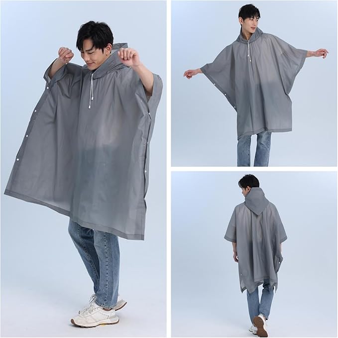 Rain Poncho Raincoats for Adults Reusable - 2-5 Pack EVA Waterproof Rain Coat with Hood, Rain Gear for Women Men