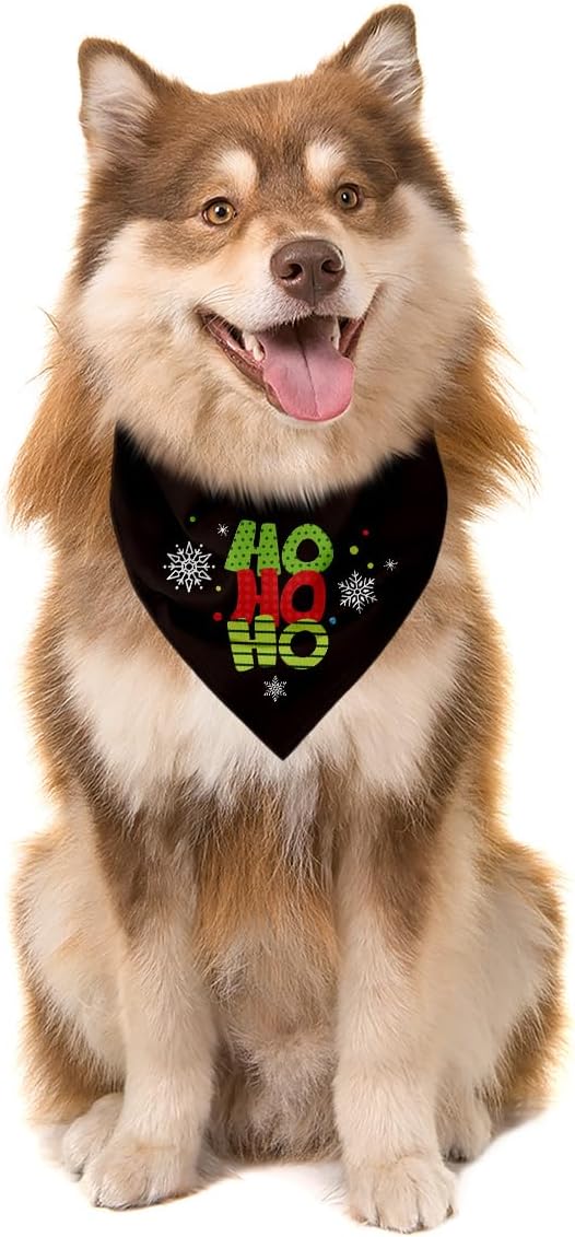 Dog Bandanas, Christmas Dog Bandanas, Black HOHOHO Decor Dogs Bandana, Holiday Bandana for Small Medium Dogs, Pet Triangle Scarf