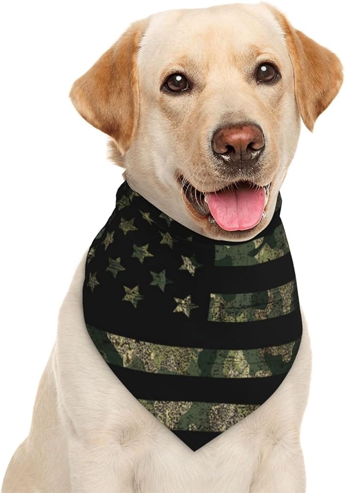 Camo Camouflage Hunting American Flag Dog Bandana Scarf Triangle Bibs Pet Accessories Cat Kerchief
