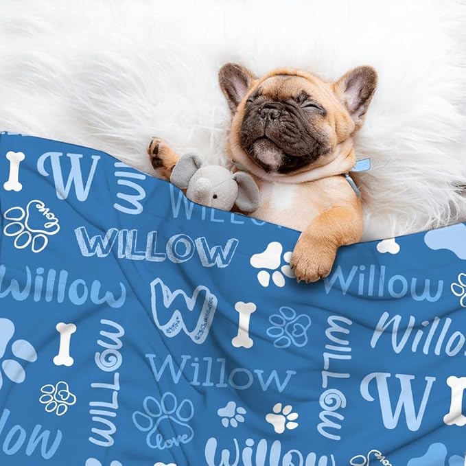 Personalized Pet Blanket,Custom Pet Blanket with Name Photo,Puppy Blanket Gift for Dogs Cats Lovers Mom Dad,Soft Cozy Fleece Throw for Bed Sofa Travel Large 80"x60"