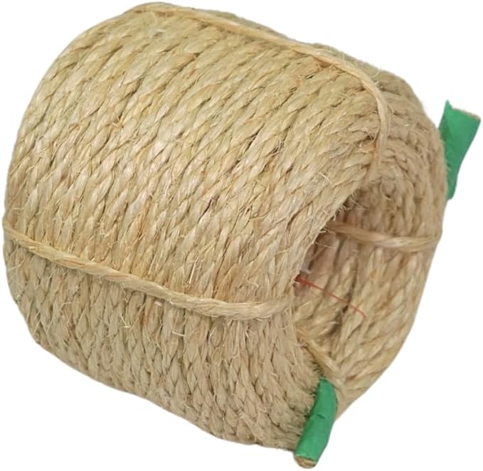 Premium Brazilian Sisal Rope, Natural Fiber 100% Sisal, Ultra Durable, Chemical-Free, Ideal for DIY, Cats, Scratching Post Replacement, Home Decor, Garden, Crafting (1/4” 50 ft / 6mm 15m)