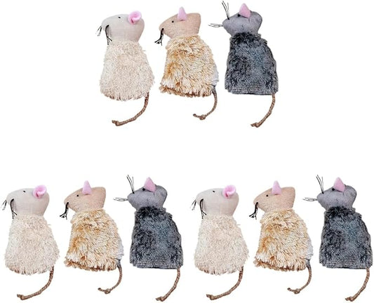 9sets Cat Teaser Biting Toys Interactive Plush Cat Toy Set Pet Playthings Fun 3pcs*3 Random