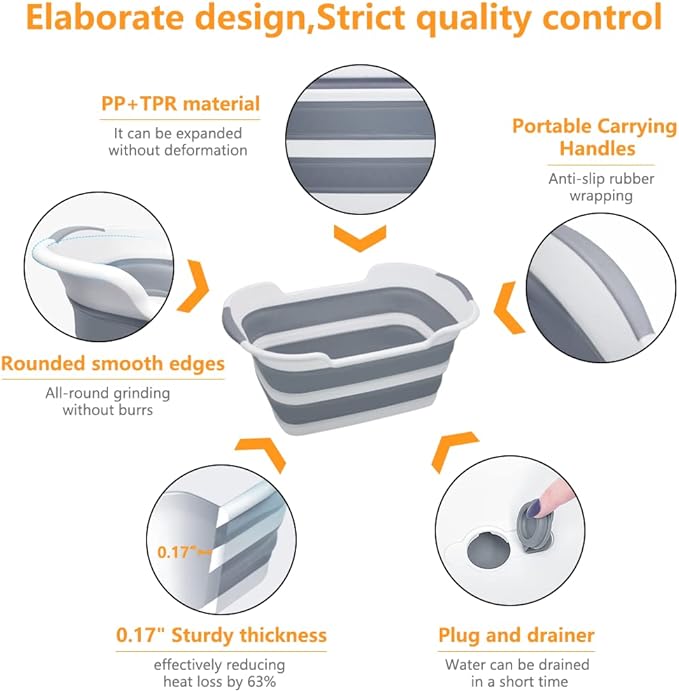 Multipurpose Collapsible Pet Bathtub with Drainage Hole for Puppy Small Dogs Cats, Portable Laundry Basket-Foldable Bathing Tub-Storage Organizer, 7.1 Gal/27L (Green,1)