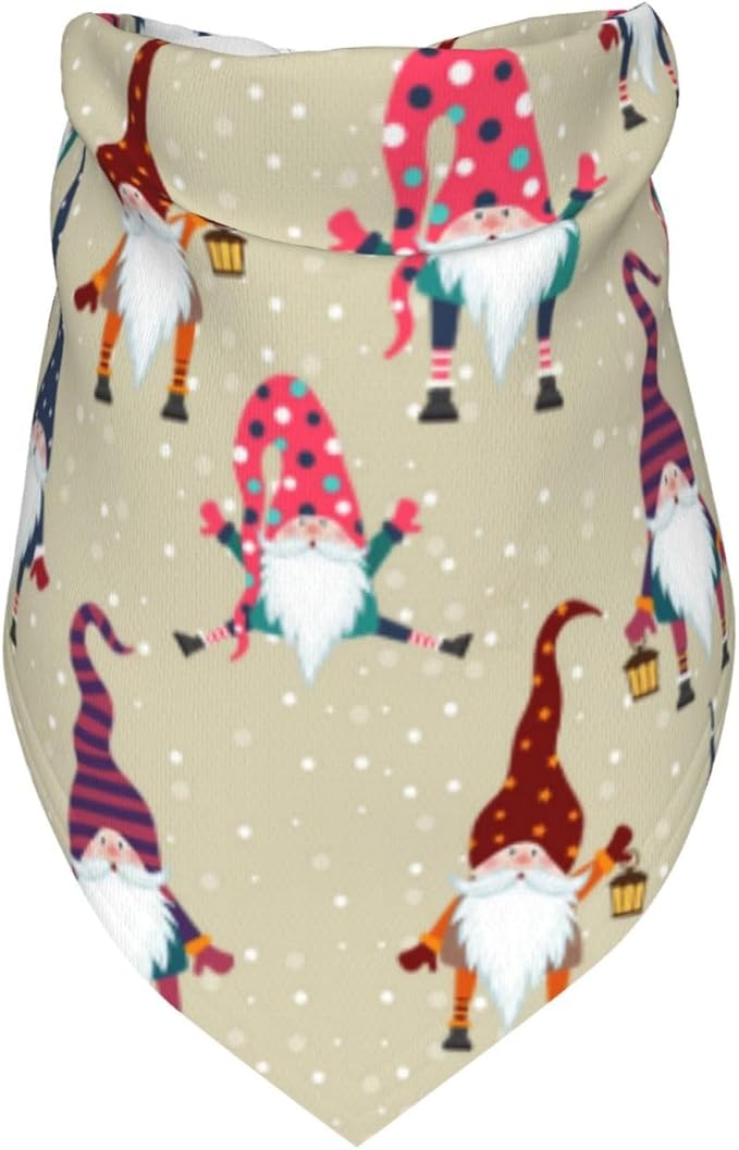 Cute Funny Christmas Gnome Gnomes Casual Funny Funky Dog Bandana Scarf Triangle Bibs Pet Accessories Cat Kerchief