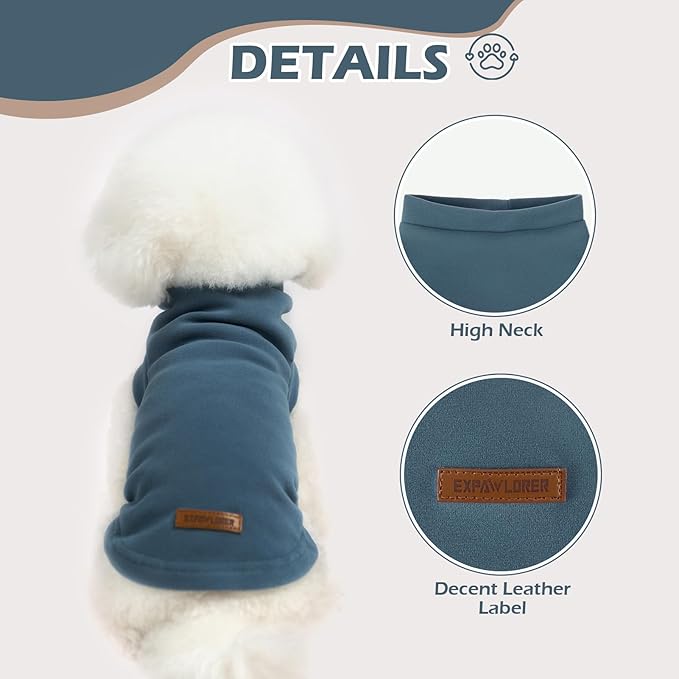 EXPAWLORER Soft Cat Sweater - Sweaters for Cats Only Warm Kitten Clothes, Fall and Winter Pet Coat Pullover Design, Fleece Sweatshirt Clothing Also for Puppy Small Dogs, Blue Large