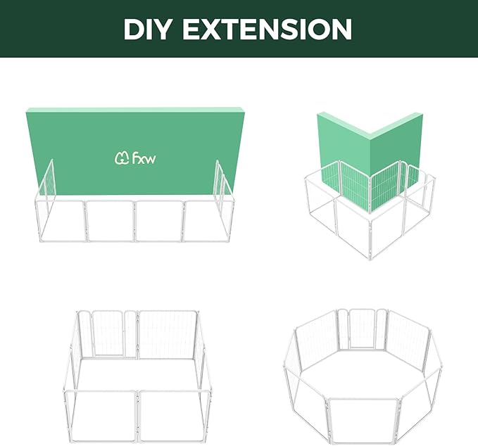 FXW Pawadise Acrylic & Wire Mesh Indoor Dog Playpen, Heavy Duty 24 Inch 8 Panels Metal Dog Pen for Puppy and Small Dogs, White│Patented