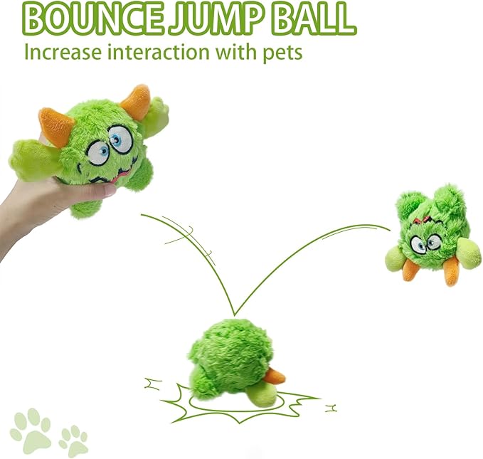 Squeaky Plush Dog Toy Ball, Dental Care, Skin-Friendly and Soft and Relieve Stress,Dog Training Interactive Pet Cute Plush Fashionable Toy Ball (Green,Large)