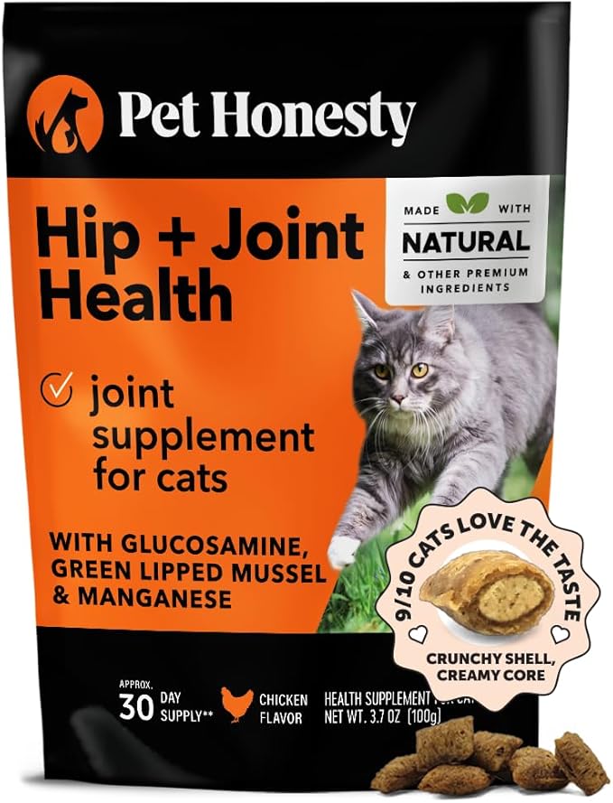 Cat Hip + Joint Health Chews – Crunchy & Creamy Cat Joint Support Supplement - Glucosamine, Chondroitin & Omega-3s – Supports Mobility, Flexibility & Comfort for Indoor & Outdoor Cats (Chicken 30-Day)