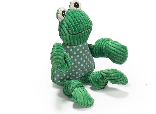 HuggleHounds Knottie Plush Dog Toy - Dog Stuffed Animal Toy, Puppy Toys, Squeaky Dog Toy for Small, Medium & Large Dogs, Durable Plush to Keep Them Busy - Fergie Frog, Small