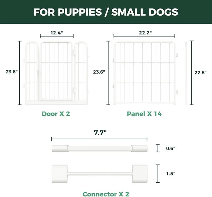 FXW Homeplus Unleashed Indoor Dog Playpen - Stress-Free and Safe Play, Heavy Duty 24 Inch 16 Panels with Connectors (Pack of 2) for Puppy and Small Dogs, White│Patented