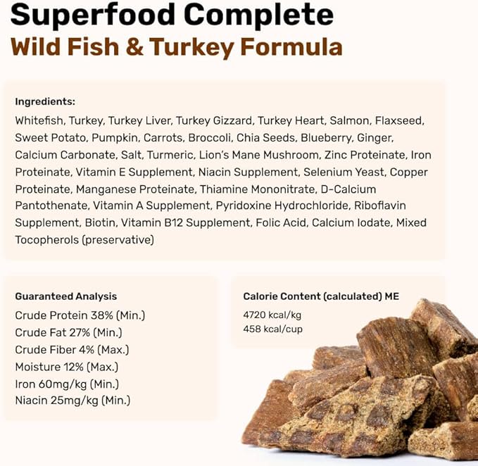 BADLANDS RANCH - Superfood Complete, Air-Dried Adult Dog Food - High Protein, Zero Fillers, Superfood Nutrition by Katherine Heigl (11.5 oz. Wild Fish and Turkey Formula)