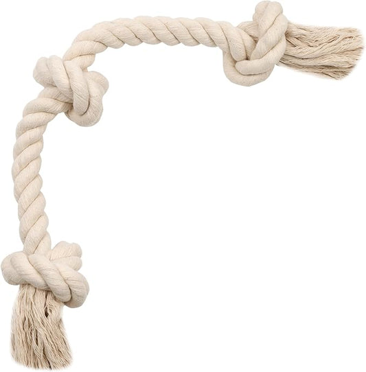 Barida Natural White Cotton Tough Dog Rope Toy. Non Toxic and Premium Rope Dog Tug Toy for Medium & Large Dogs.