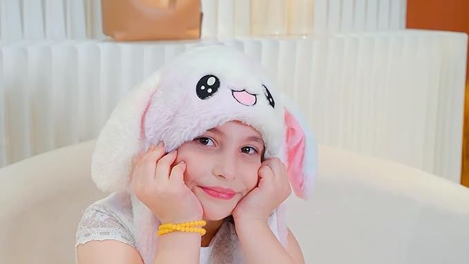Animal Hat with Ears Moving Jumping Pop Up Beating Hat Plush Holiday Cosplay Dress Up Funny Gift for Kids