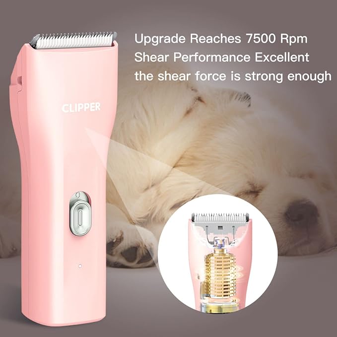 Dog Grooming Kit Clipper for Thick Coat Low Noise Cordless Cat Hair Trimmer Rechargeable Shaver Pet Grooming Tools for Small and Large Animals
