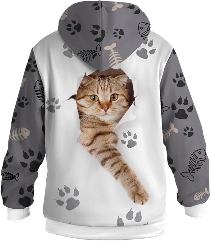Cat Jacket for Men Women Paw Coat Hoodied Sweatshirts Zip Up Hoodies
