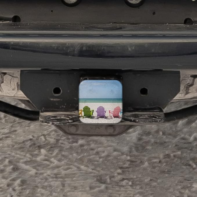 Swono Beach Chairs Hitch Cover 2" Paradise Ocean Sea Colorful Beach Chairs Rubber Receiver Tube Hitch Plug Truck Receivers Hitch Covers,Trailer Hitch Tube Cover Plug Cap for Men Women