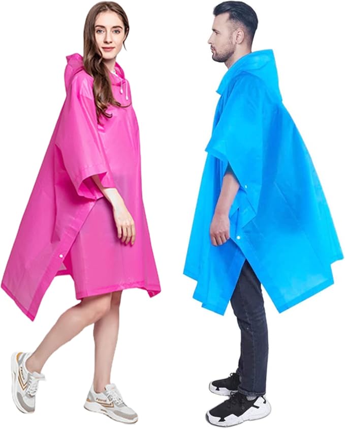 Rain Poncho Raincoats for Adults Reusable - 2-5 Pack EVA Waterproof Rain Coat with Hood, Rain Gear for Women Men