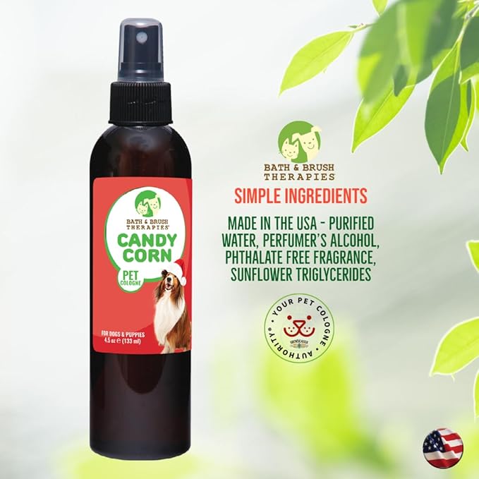Showseason Animal Products Bath & Brush Therapies® Candy Corn Pet Cologne For Dogs 4.5 oz | Long-Lasting Odor Eliminator | Paraben-Free | Biodegradable & Non-Toxic | Made in USA