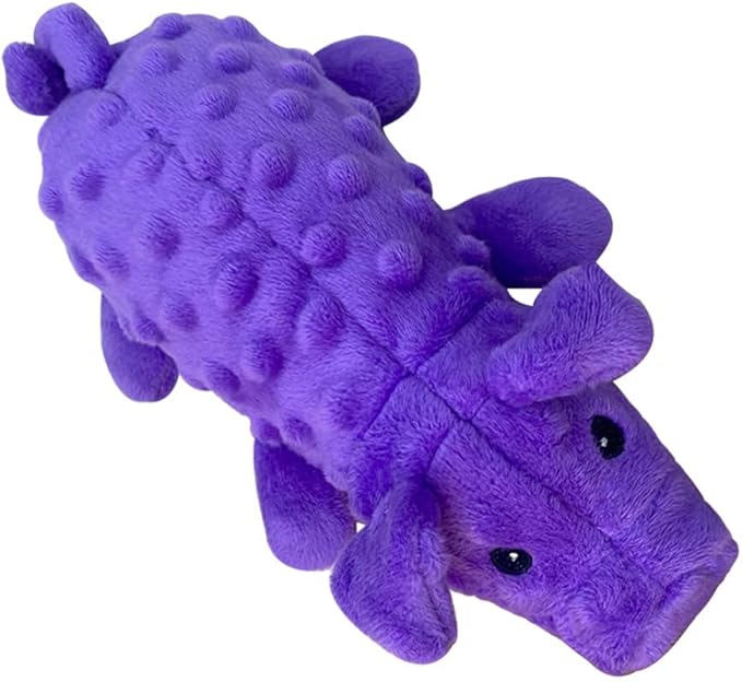 Squeaky Dog Toys Plush Dog Toy with Crinkle Paper Stuffed Durable Dog Chew Toys for Small Middle and Large Dogs Pig Purple