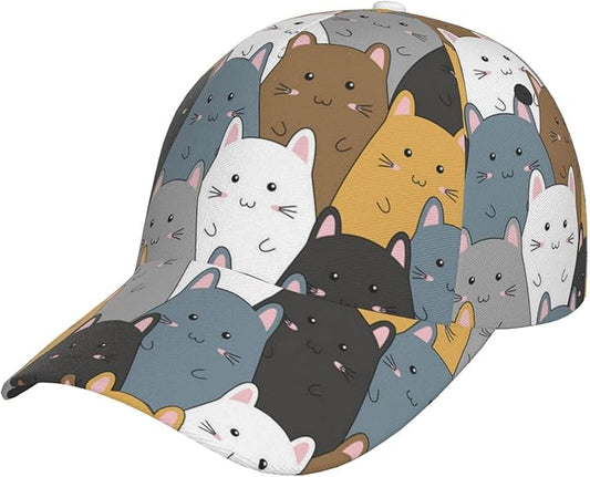Cute Funny Cat Baseball Cap for Women Men Adjustable Animal Cat Snapback Baseball Hats