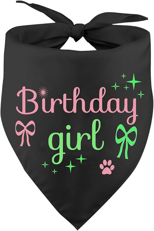 Dog Birthday Bandana Girl, Triangle Dogs Bandanas Dog Party Supplies Pink Girls Birthdays Gift Plaid Bibs Scarf Adjustable Accessories for Small Medium Large Puppy Pet