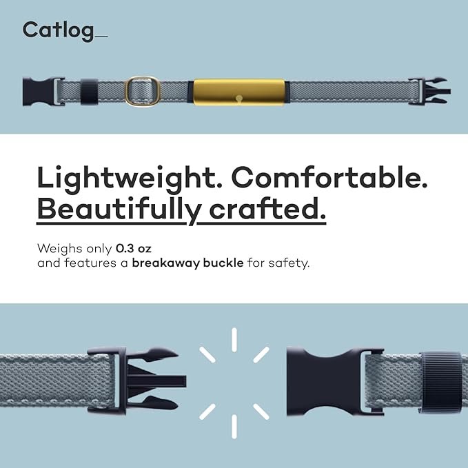 Health Tracker for Cats - Smart Cat Collar with Safety Breakaway Buckle for Indoor Cats, Wellness Alerts, Real-time Monitoring (Charcoal, M)