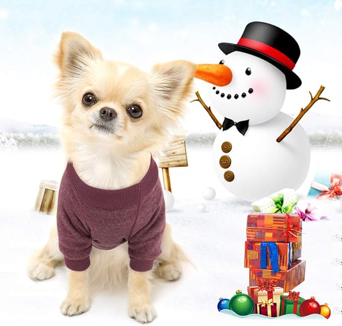 Idepet Pet Dog Classic Knitwear Sweater Soft Fleece Dog Coat Soft Thickening Warm Pup Dogs Shirt Winter Pet Dog Cat Clothes Puppy Customes Clothing for Small Dogs (L, Brown)