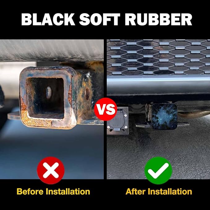 Rubber Hitch Tube Cover Night Sky, Cosmos Milky Way Jungle Trees Forest Standard 2" Trailer Hitch Receiver Covers for Man Woman, Tow Hitch Covers for Pickups Trucks Cars