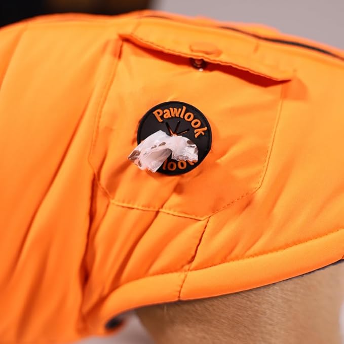 Generic Pawlook Dog Raincoat with Chest Leash and Collar, Reusable Waterproof Pet Coat for Small Dogs, Medium Dogs, Large Dogs (Orange, Small)