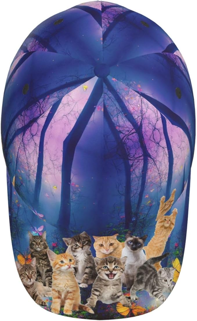 Cute Cat Cap Cat Baseball Cap Cat Sun Hat Adjustable Cap Cute Hat Trucker Hat Cap for Women Men