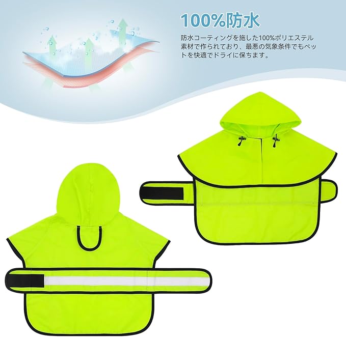 Dog Raincoat - Reflective Waterproof Dog Rain Jacket Lightweight Rain Coat for Small Medium Large Dogs (Medium, Green)