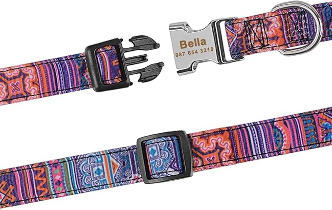 Moonpet Personalized Custom Customized Dog Collar with Engraved ID Tag Dog Name and Phone Number/Heavy Duty Adjustable Dog Collars for Puppy X-Small Small Medium Large X-Large Boy Girl Dogs