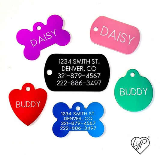 Love Your Pets Classic Aluminum Pet ID Tags - 2 Sided Deep Engraved, Made in USA - Personalized Dog, Cat & Pet Tags