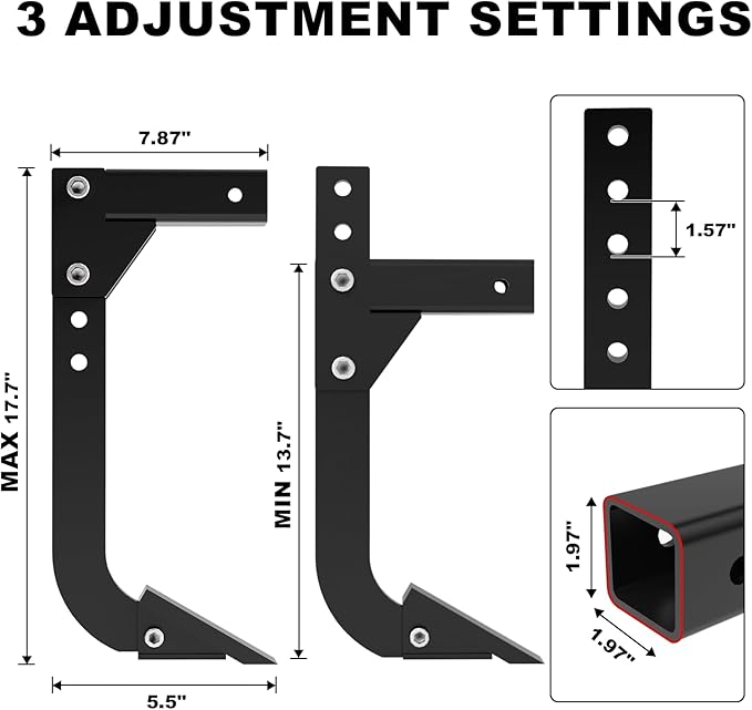 Tractor Subsoiler Ripper, 3 Point Hitch Trencher for Soil Breaking & Garden Tilling, Compatible with CAT 0/1 Tractor, ATV/UTV with 2" Receiver, 18" Depth Adjustable with 2 Teeth