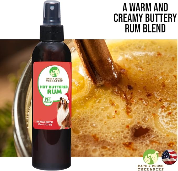 Showseason Animal Products Bath & Brush Therapies® Hot Buttered Rum Pet Cologne For Dogs 4.5 oz | Long-Lasting Odor Eliminator | Paraben-Free | Biodegradable & Non-Toxic | Made in USA