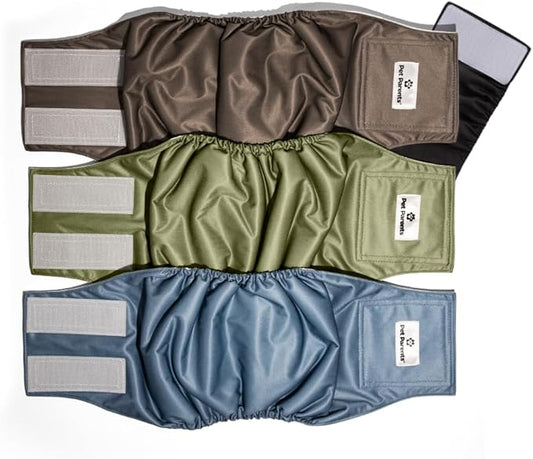 Pet Parents® Washable Belly Bands for Male Dogs (3pack) + Extendrs® of Durable Dog Diapers Male, Premium Male Dog Diapers & Dog Wraps (Small, Koda)