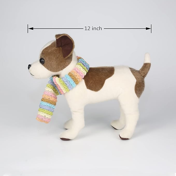 CU-MATE 12" Realistic Jack Russell Terrier Plush - White & Brown Standing Puppy Dog Stuffed Animal Gift