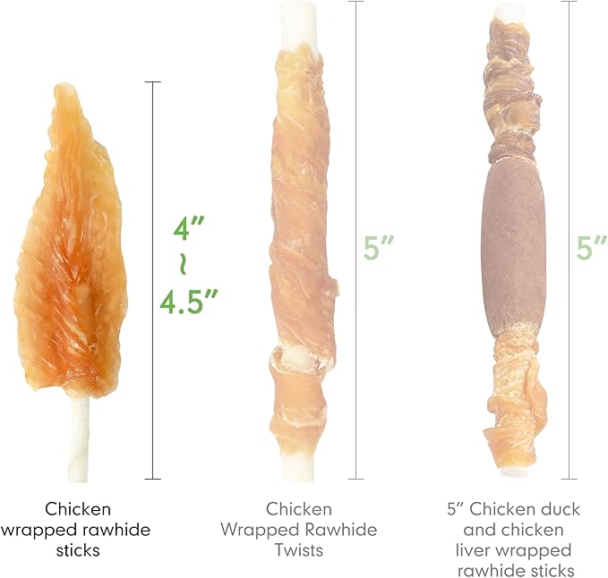 MON2SUN Dog Rawhide Twist 4-4.5 Inch Chicken Wrapped Rawhide Sticks for Puppy and Small Dogs, Promotes Dental Health Treats (10.08 Ounce -Pack of 1)