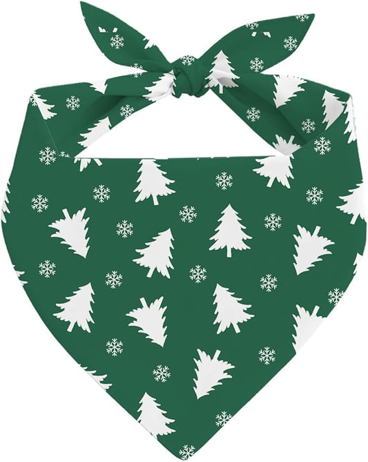 Dog Bandanas, Christmas Dog Bandanas, Christmas Tree Decor Dogs Bandana, Green Xmas Bandana for Small Medium Dogs, Pet Triangle Scarf