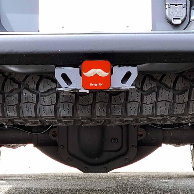 Tow Hitch Covers Christmas Santa, Funny Christmas Santa Mustache Laugh Auto 2 Inch Trailer Hitch Cover Plug Cap Insert Receiver Tube Hitch Covers for Most Cars Trucks SUVs