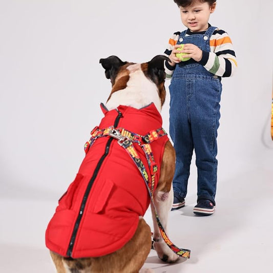 Generic Pawlook Dog Raincoat with Chest Leash and Collar, Reusable Waterproof Pet Coat for Small Dogs, Medium Dogs, Large Dogs (Red, Small)