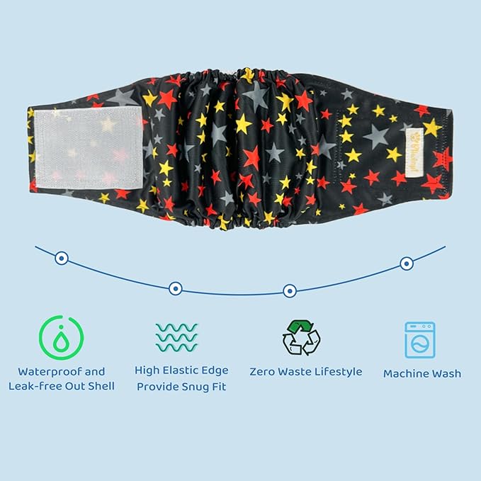 Reusable Dog Diapers Male High Absorbing Belly Band for Dogs Washable Male Dog Belly Band with Cute Patterns 5packs (L, 14” - 18” Waist)