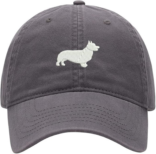 Baseball Cap Men Corgi Dog Embroidered Washed Cotton Dog Hat Baseball Caps